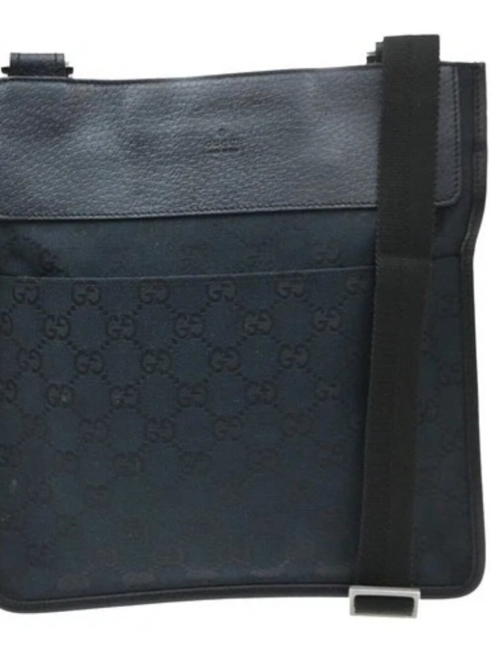 GUCCI Logo GG Pattern Shoulder Bag Canvas Leather Black SHW Italy 67MA756
